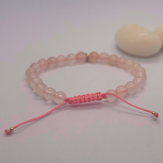 Energised Rose Quartz Bracelet with Silver Om Charm