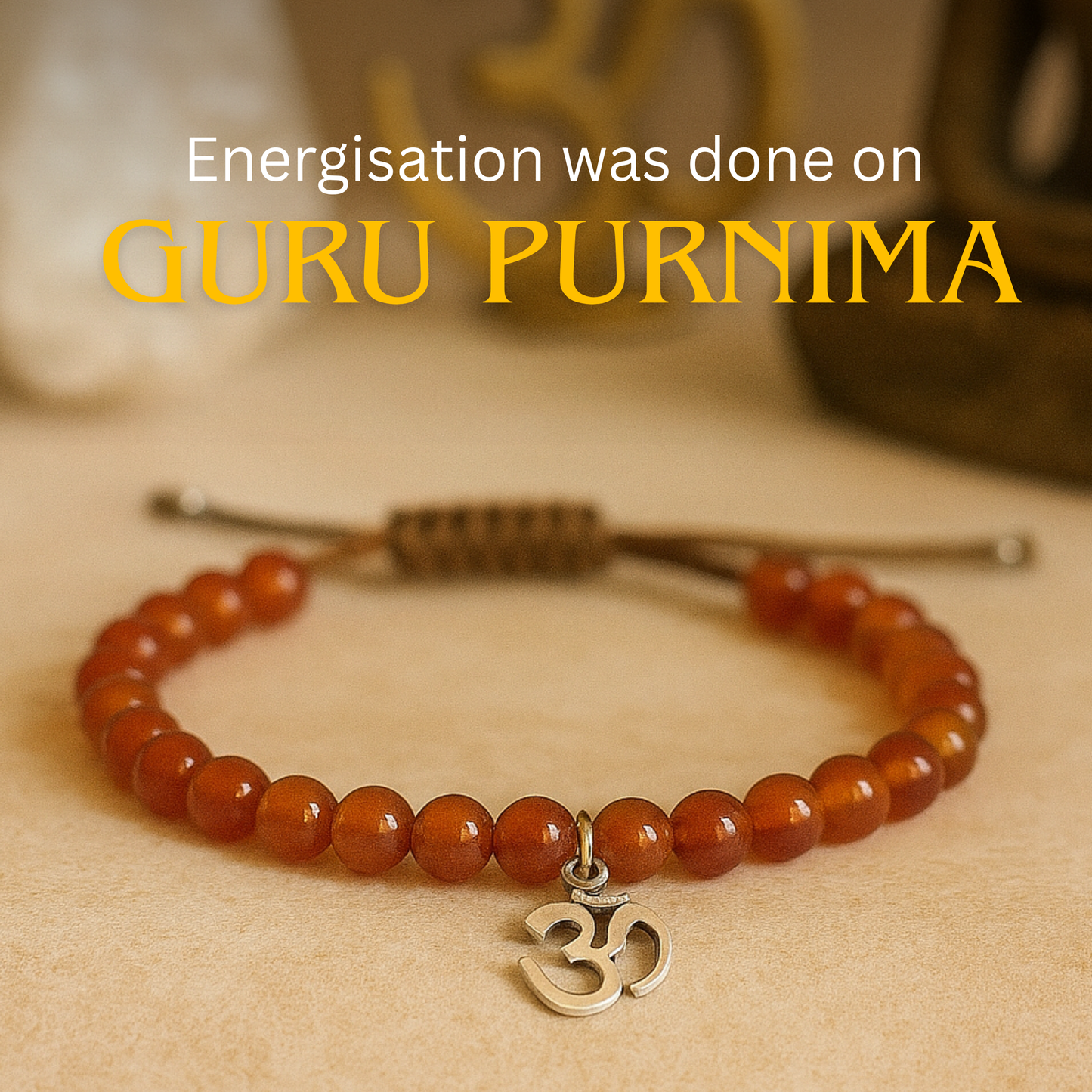Energised Carnelian Bracelet with Silver Om Charm