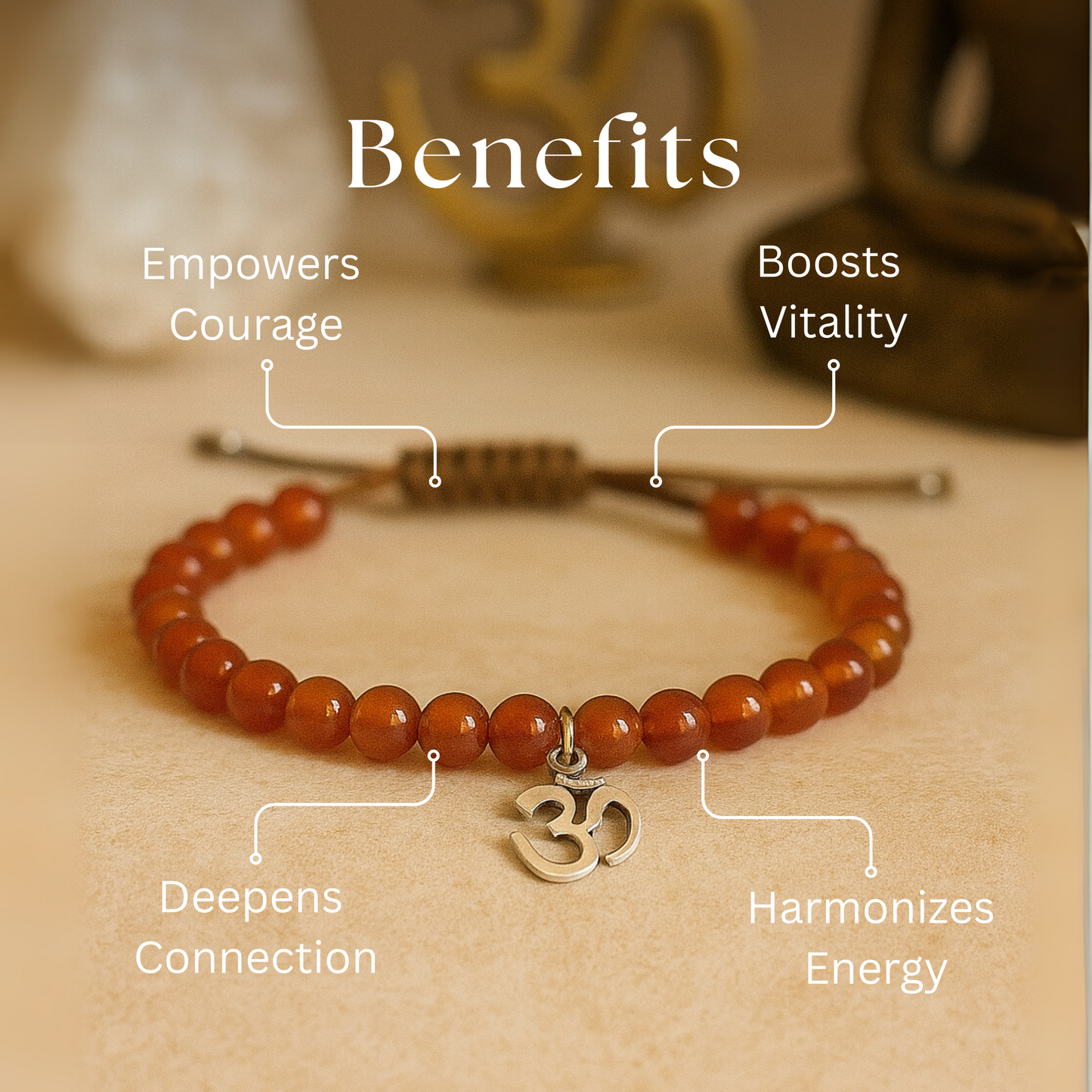 Energised Carnelian Bracelet with Silver Om Charm