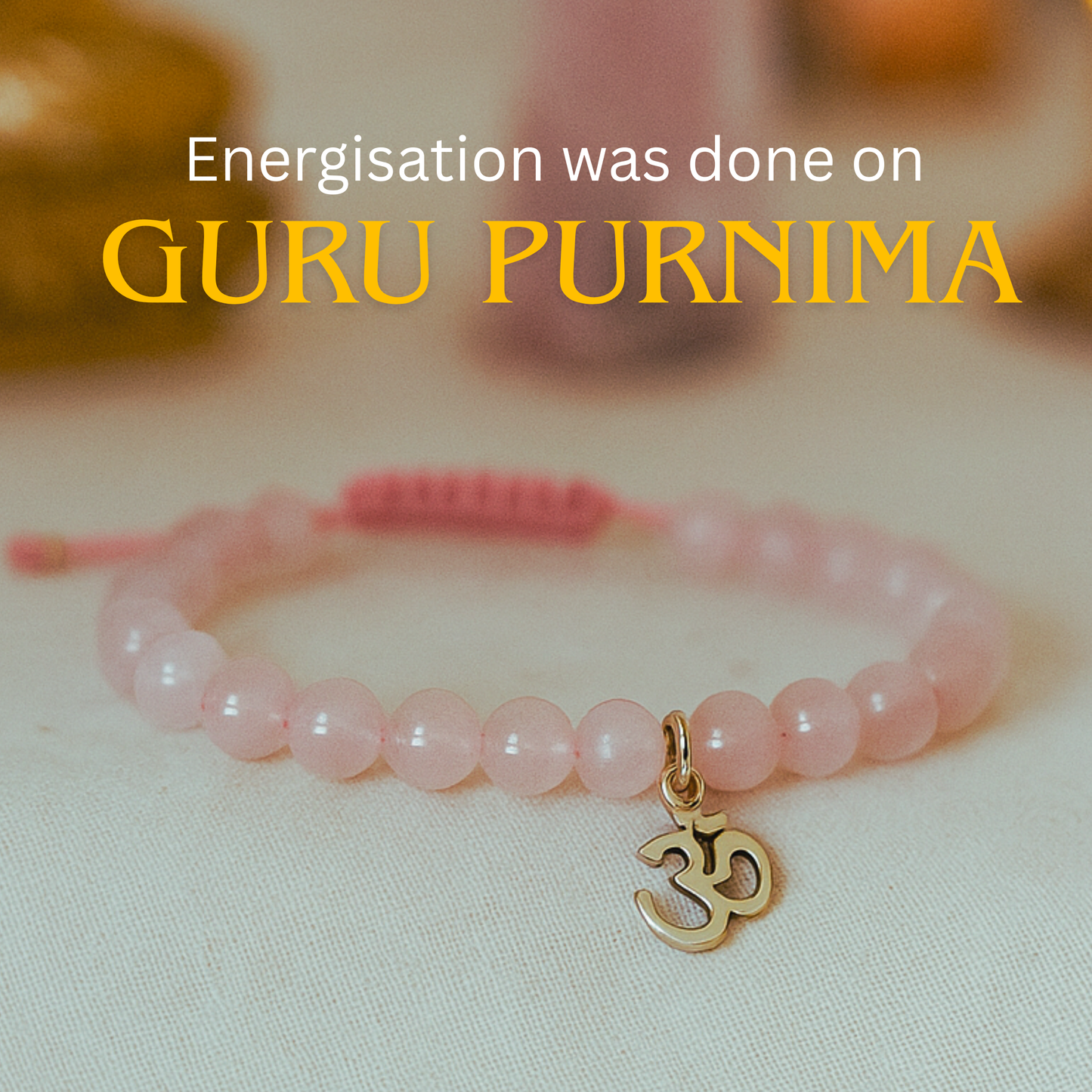 Energised Rose Quartz Bracelet with Silver Om Charm