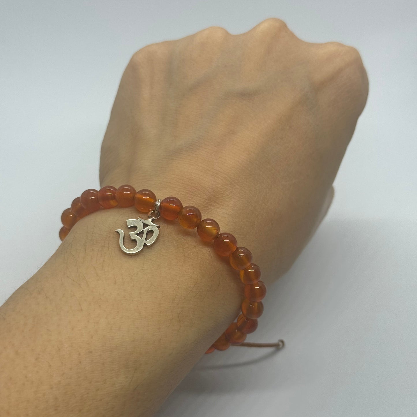 Energised Carnelian Bracelet with Silver Om Charm
