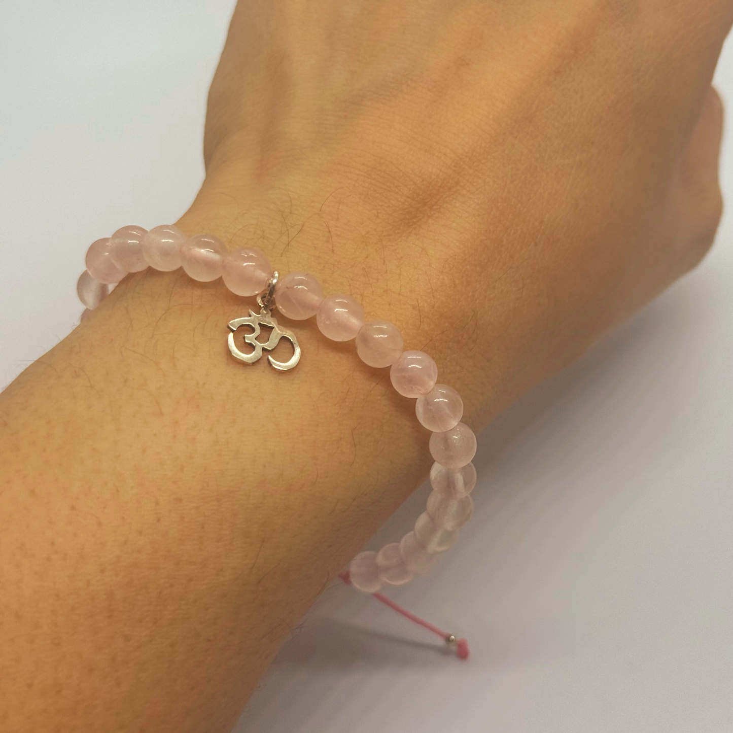 Energised Rose Quartz Bracelet with Silver Om Charm