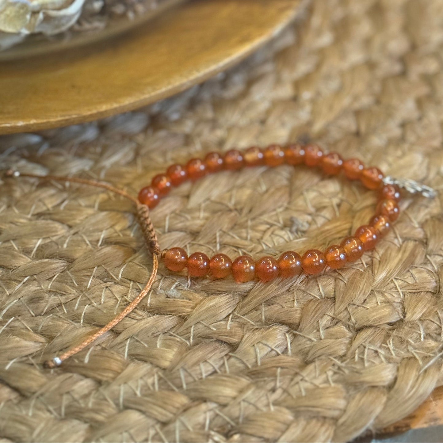 Carnelian Bracelet with Sterling SIlver Om Charm