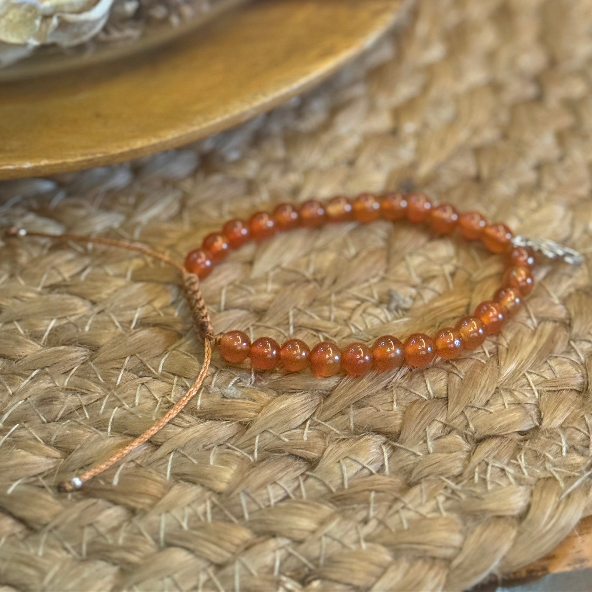 Carnelian Bracelet with Sterling SIlver Om Charm